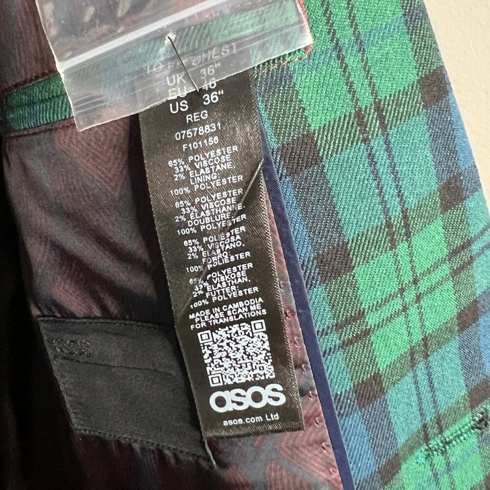 ASOS Green and Blue Plaid Blazer - Picture 3 of 7